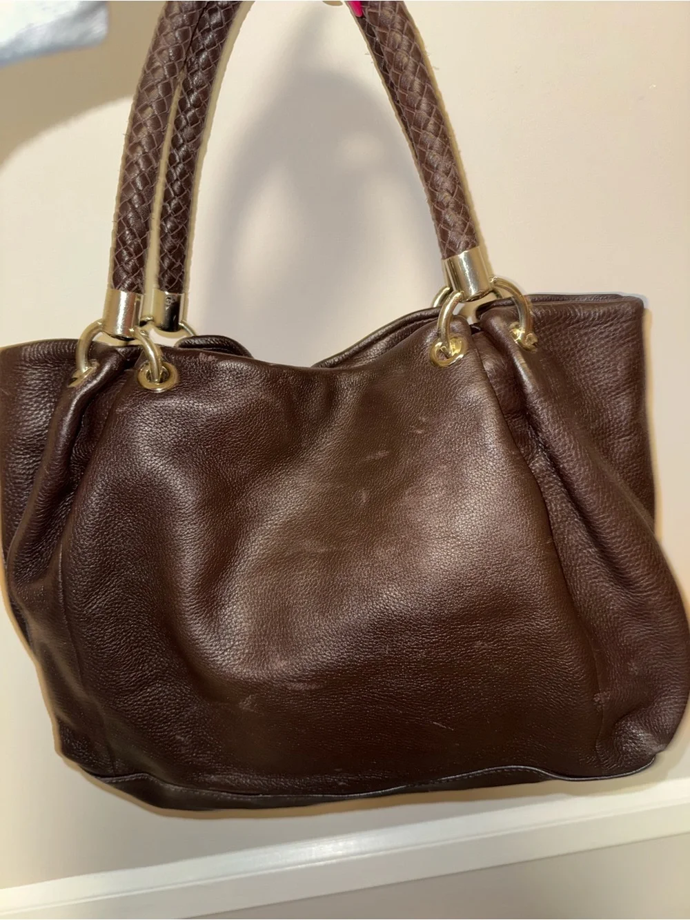DKNY Brown Leather Tote Handbag - Women Bags - Picture 3 of 9